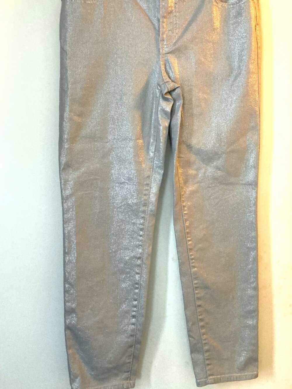 TALBOTS 4p Slim Straight Cigarette Ankle Shimmer Metallic Jean Pants Elegant